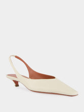 Amina Muaddi Almond Jamie Slingback Mid-Heel Pumps