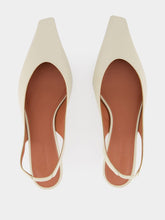 Amina Muaddi Almond Jamie Slingback Mid-Heel Pumps
