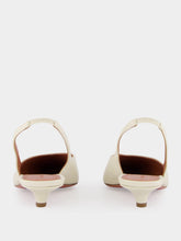 Amina Muaddi Almond Jamie Slingback Mid-Heel Pumps