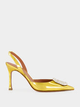 Amina Muaddi Gold Camelia Crystal 90 Slingback Pumps