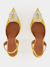 Amina Muaddi Gold Camelia Crystal 90 Slingback Pumps