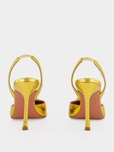 Amina Muaddi Gold Camelia Crystal 90 Slingback Pumps