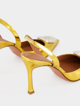 Amina Muaddi Gold Camelia Crystal 90 Slingback Pumps