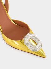 Amina Muaddi Gold Camelia Crystal 90 Slingback Pumps