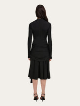 Ferragamo Black Gathered Waist Viscose Midi Dress
