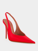 Amina Muaddi Anok 105 Red Satin Slingback Pumps