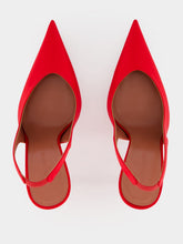 Amina Muaddi Anok 105 Red Satin Slingback Pumps