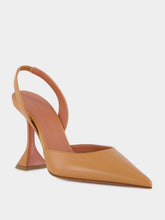 Amina Muaddi Latte Holli 95 Slingback Pumps in Nappa Leather