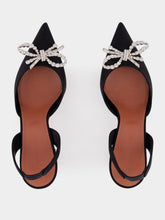 Amina Muaddi Rosie Black Satin 70 Slingback Heels