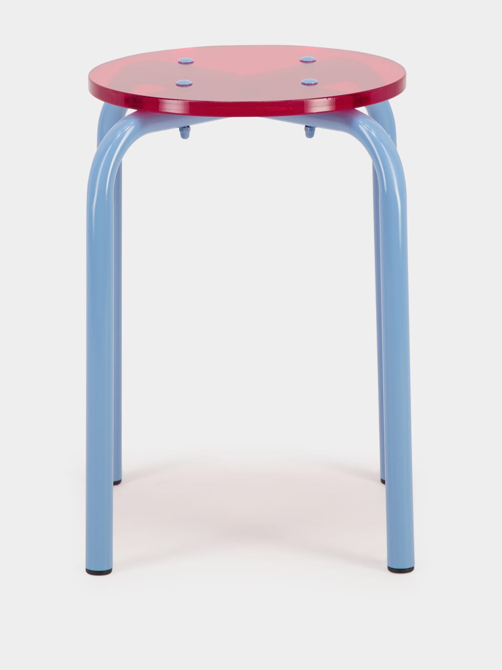 Blue Acrylic Glass and Steel Stool