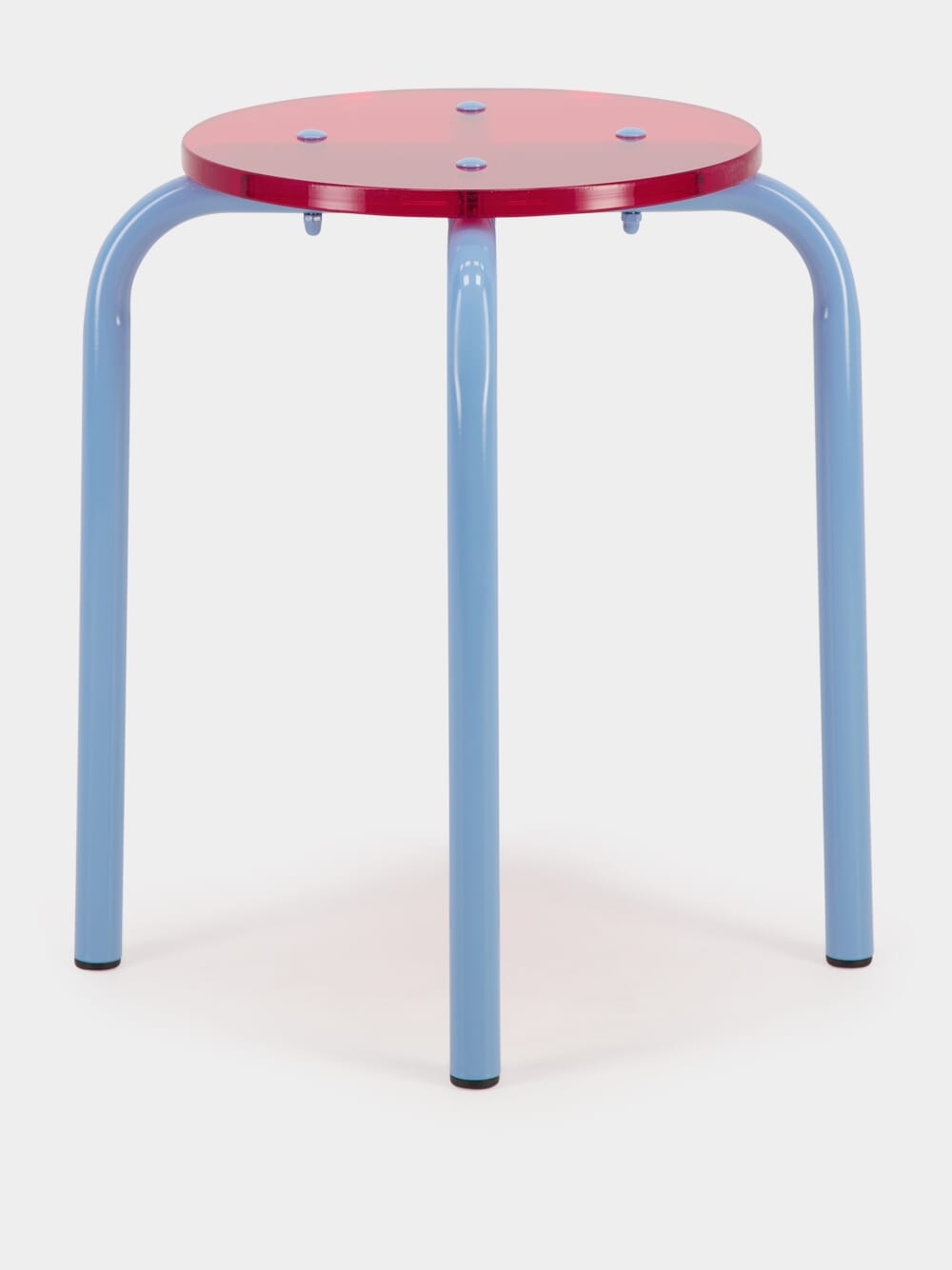 Blue Acrylic Glass and Steel Stool