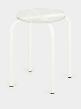Laurent Badier White Acrylic Glass and Steel Stool