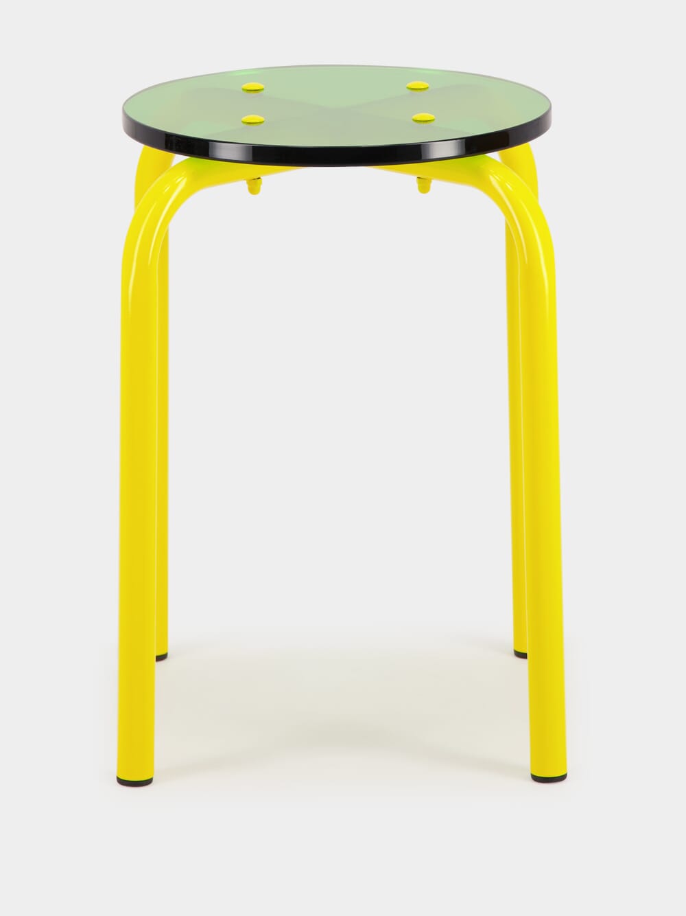 Yellow Acrylic Glass and Steel Stool