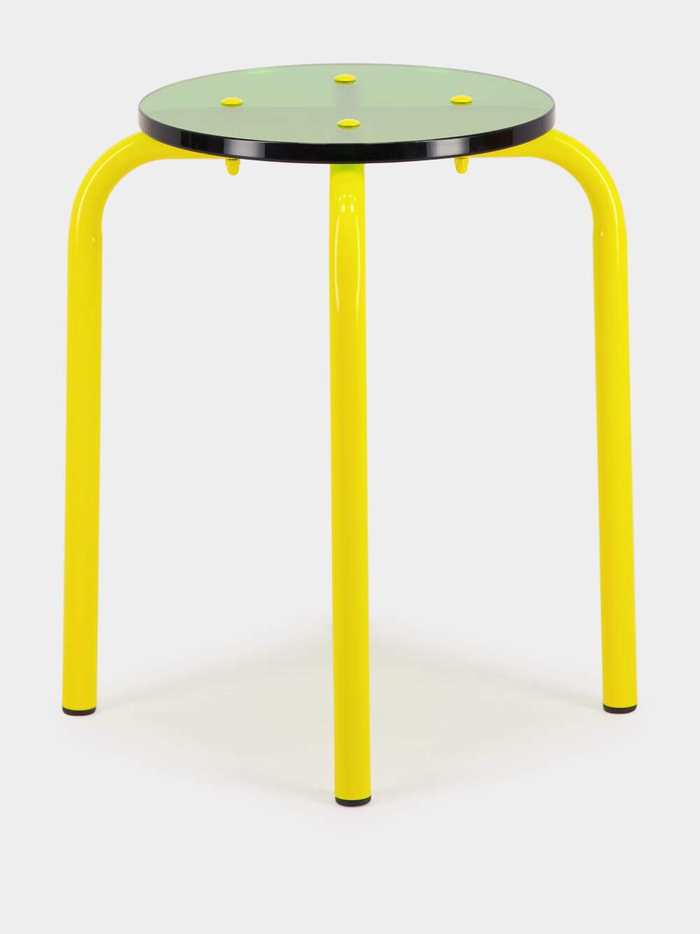 Yellow Acrylic Glass and Steel Stool