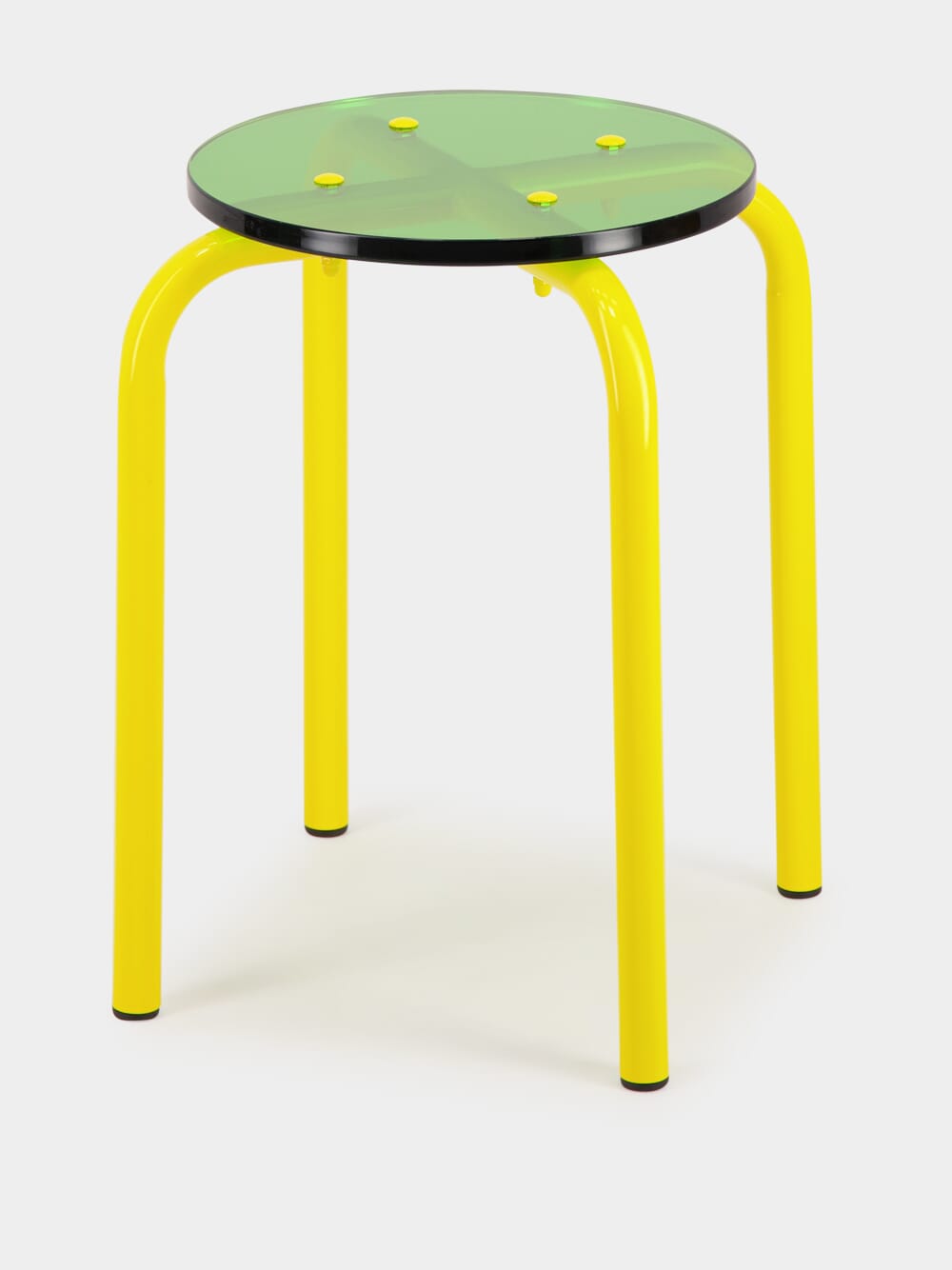 Yellow Acrylic Glass and Steel Stool