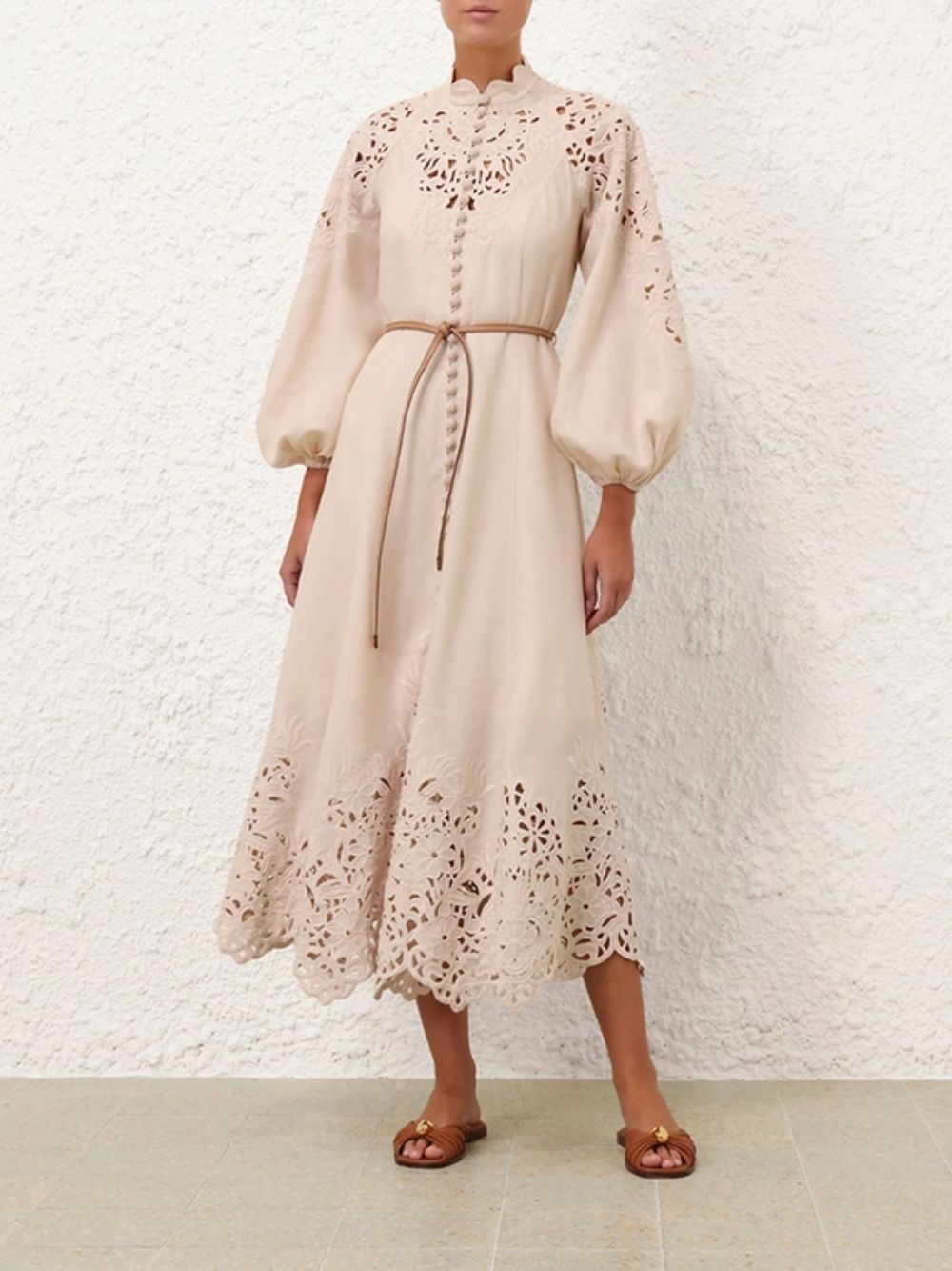 Cream Wylie Embroidered Billow Dress