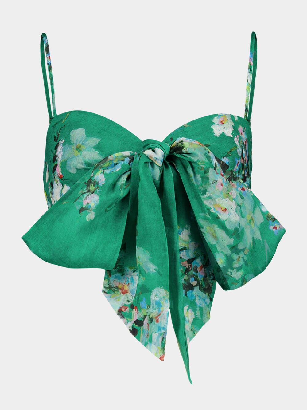 Green Floral Everley Draped Bow Bralette