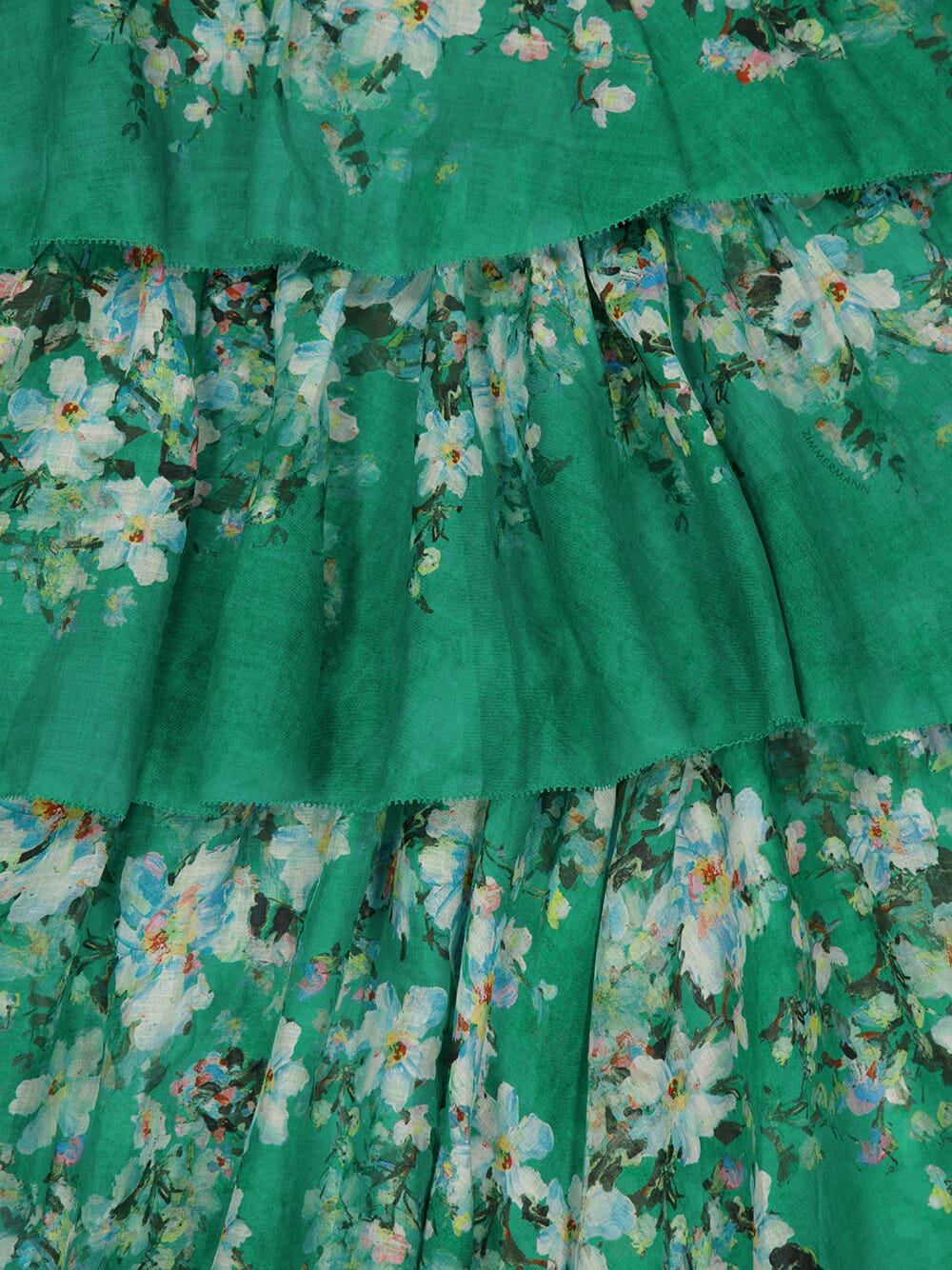 Green Floral Everley Tiered Midi Skirt