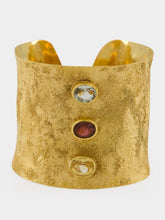Maria João Bahia Gold Cuff Bracelet with Rubellite and Topaz