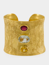 Maria João Bahia Gold Cuff Bracelet with Rubellite and Amethyst