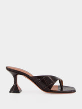 Amina Muaddi Shiona 70 Coffee Crocodile Heeled Mules