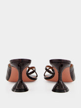 Amina Muaddi Shiona 70 Coffee Crocodile Heeled Mules