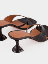 Amina Muaddi Shiona 70 Coffee Crocodile Heeled Mules