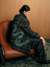 Paula Hazel Check Houndstooth Embroidered Coat