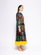 Grayf Visual Garden Print Printed Dress with Feathers | PDP - Fashion Clinic