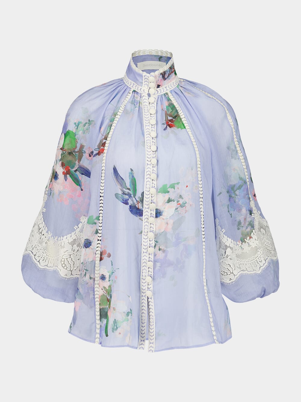 Light Blue Everley Lace Trim Blouse