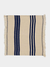 Libeco White and Blue The Indigo Stripe Linen Napkin