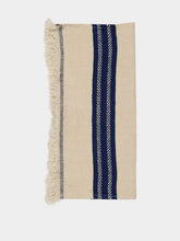 Libeco White and Blue The Indigo Stripe Linen Napkin
