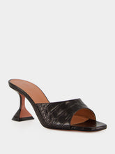 Amina Muaddi Lupita Coffee Croc-Effect Leather 70 Heeled Mules
