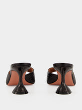 Amina Muaddi Lupita Coffee Croc-Effect Leather 70 Heeled Mules