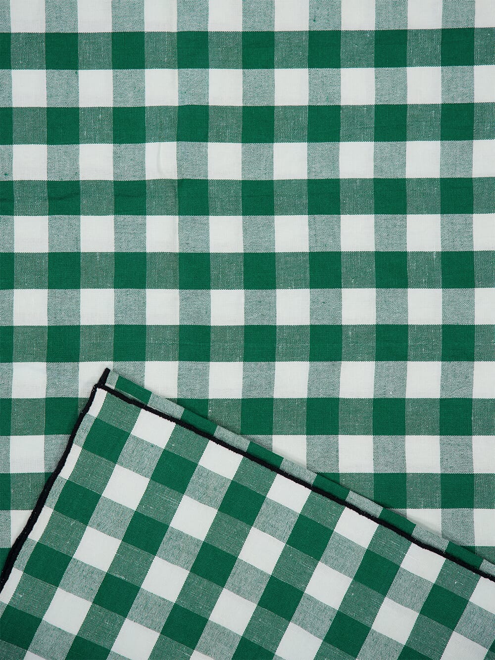 Green Bourdon Black Mesh Gingham Rectangular Large Tablecloth