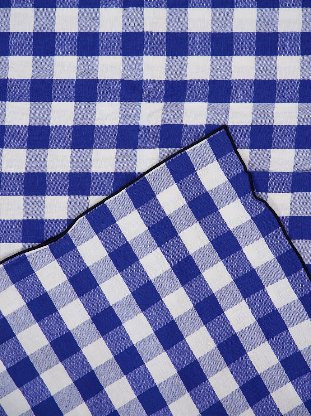 Blue Bourdon Black Mesh Gingham Rectangular Large Tablecloth