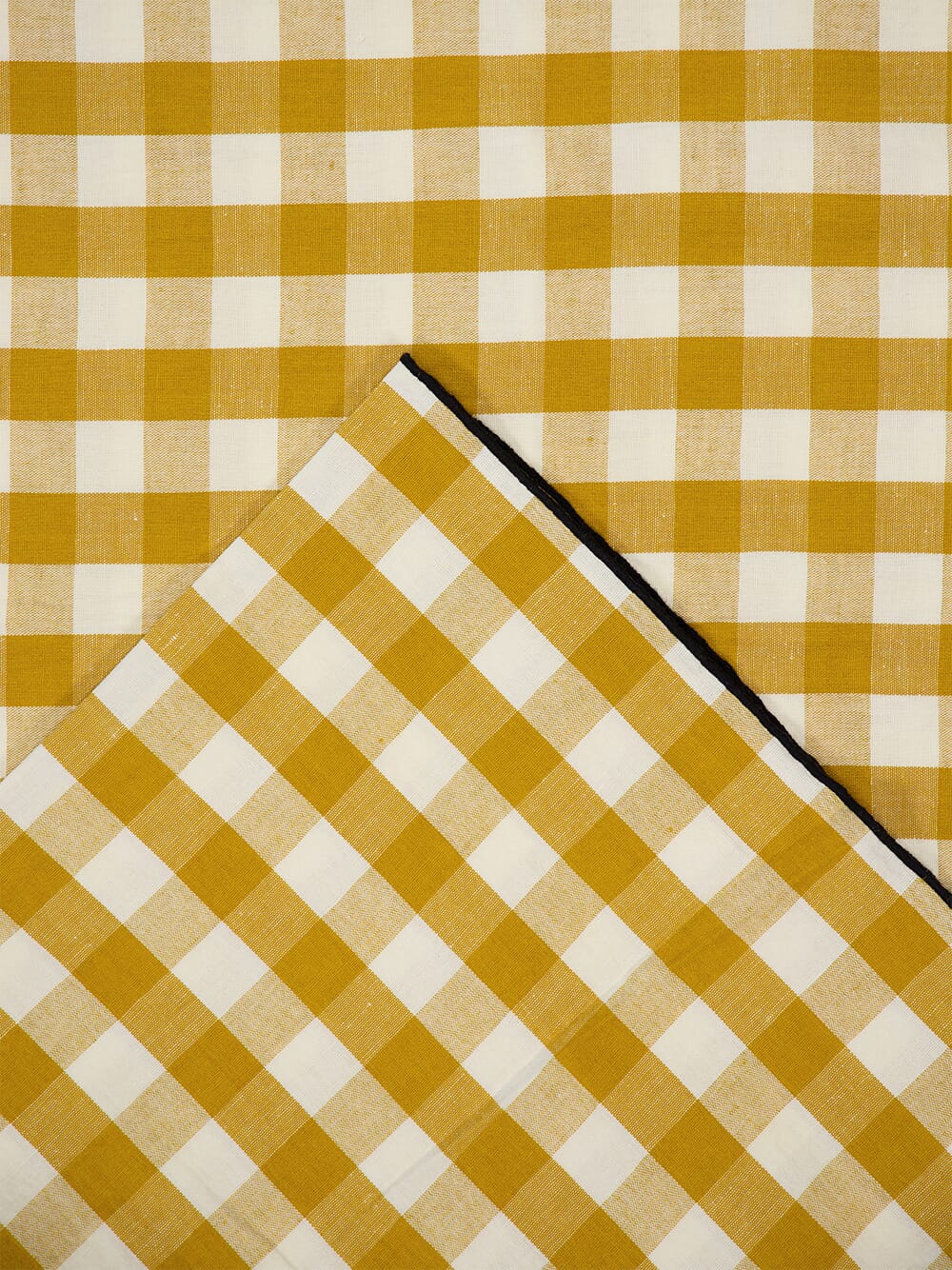 Yellow Bourdon Black Mesh Gingham Rectangular Large Tablecloth