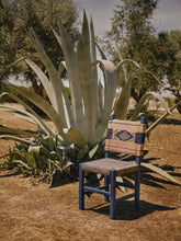 House of Capricorn Handmade Coruche Blue Wood and Reed Dining Chair