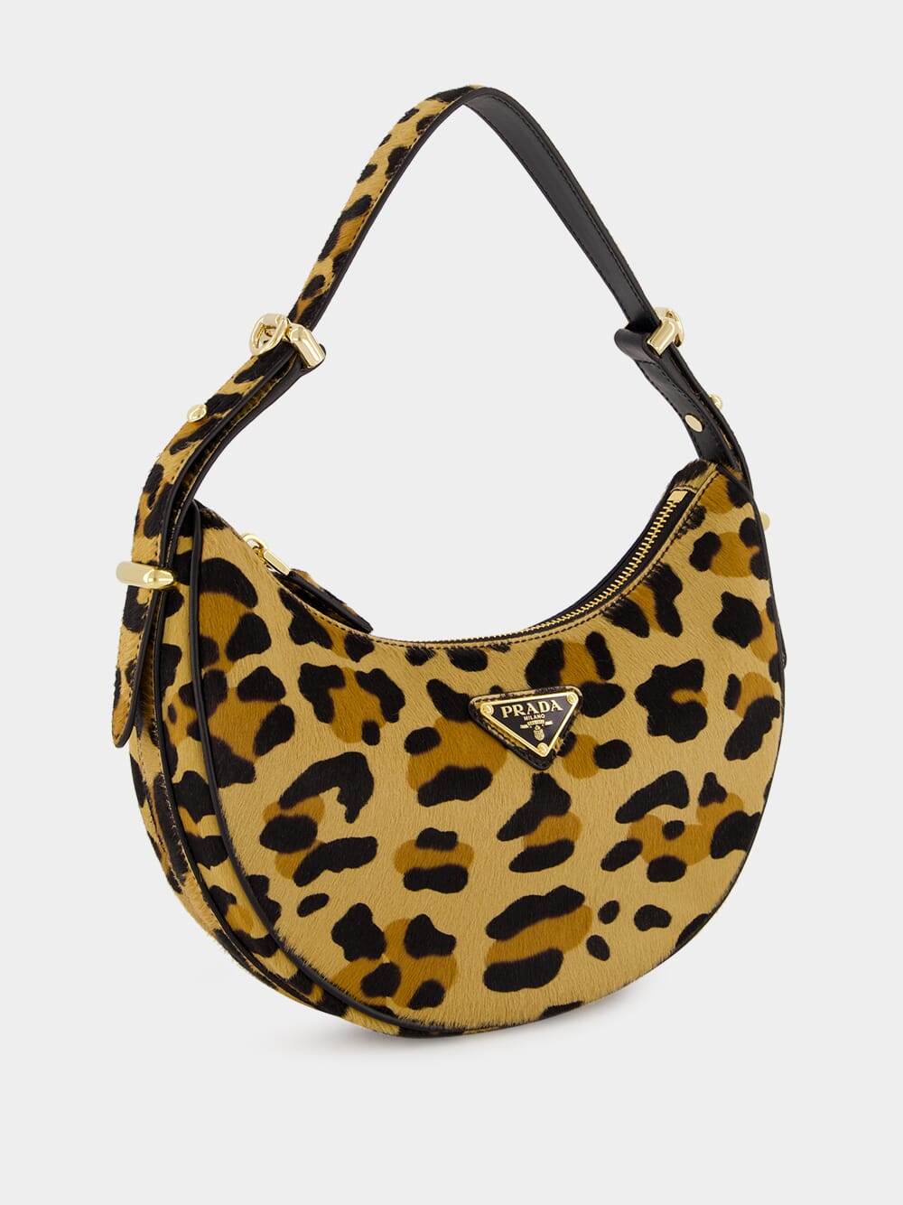 Leopard Print Arqué Leather Shoulder Bag