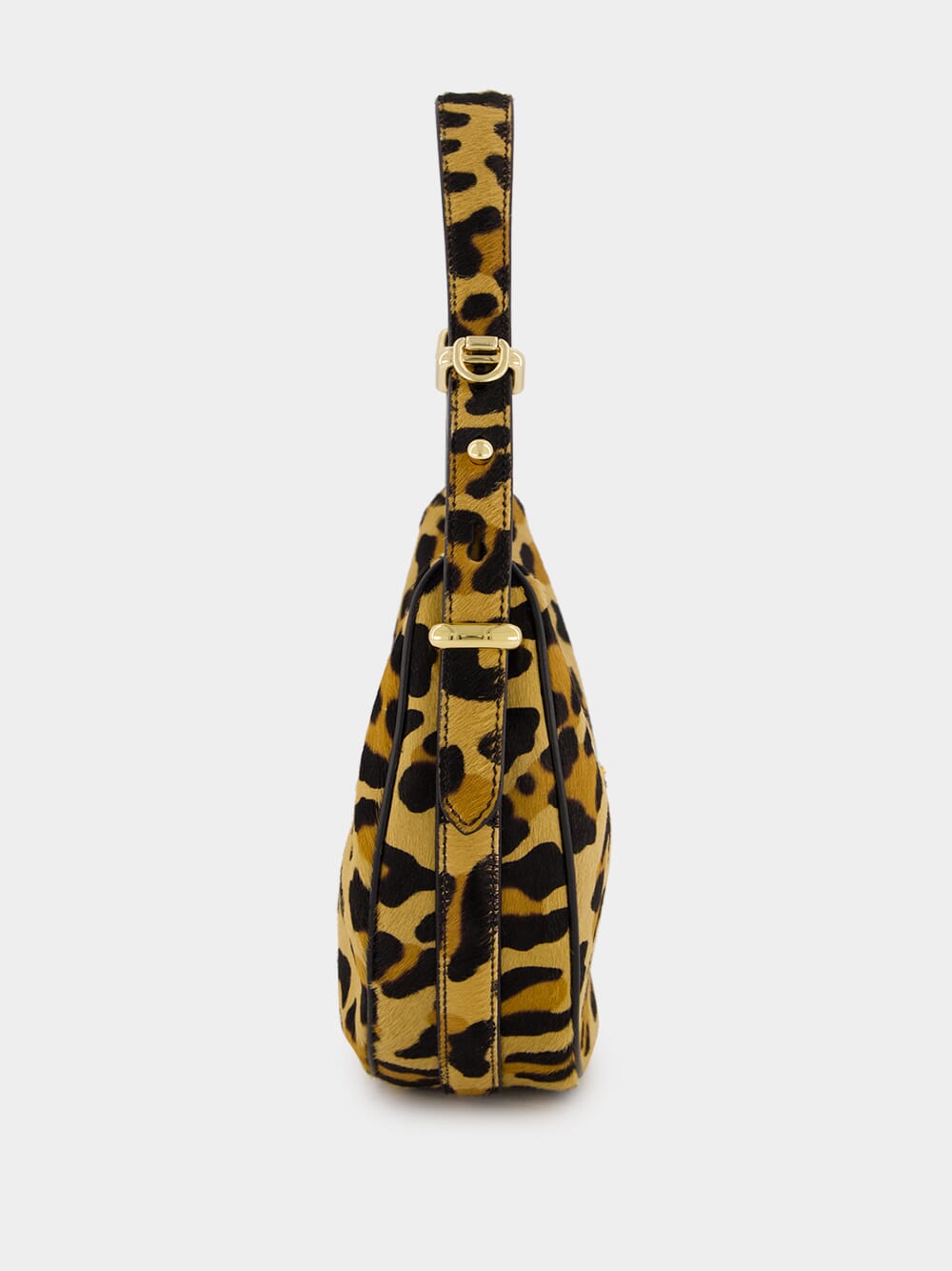 Leopard Print Arqué Leather Shoulder Bag