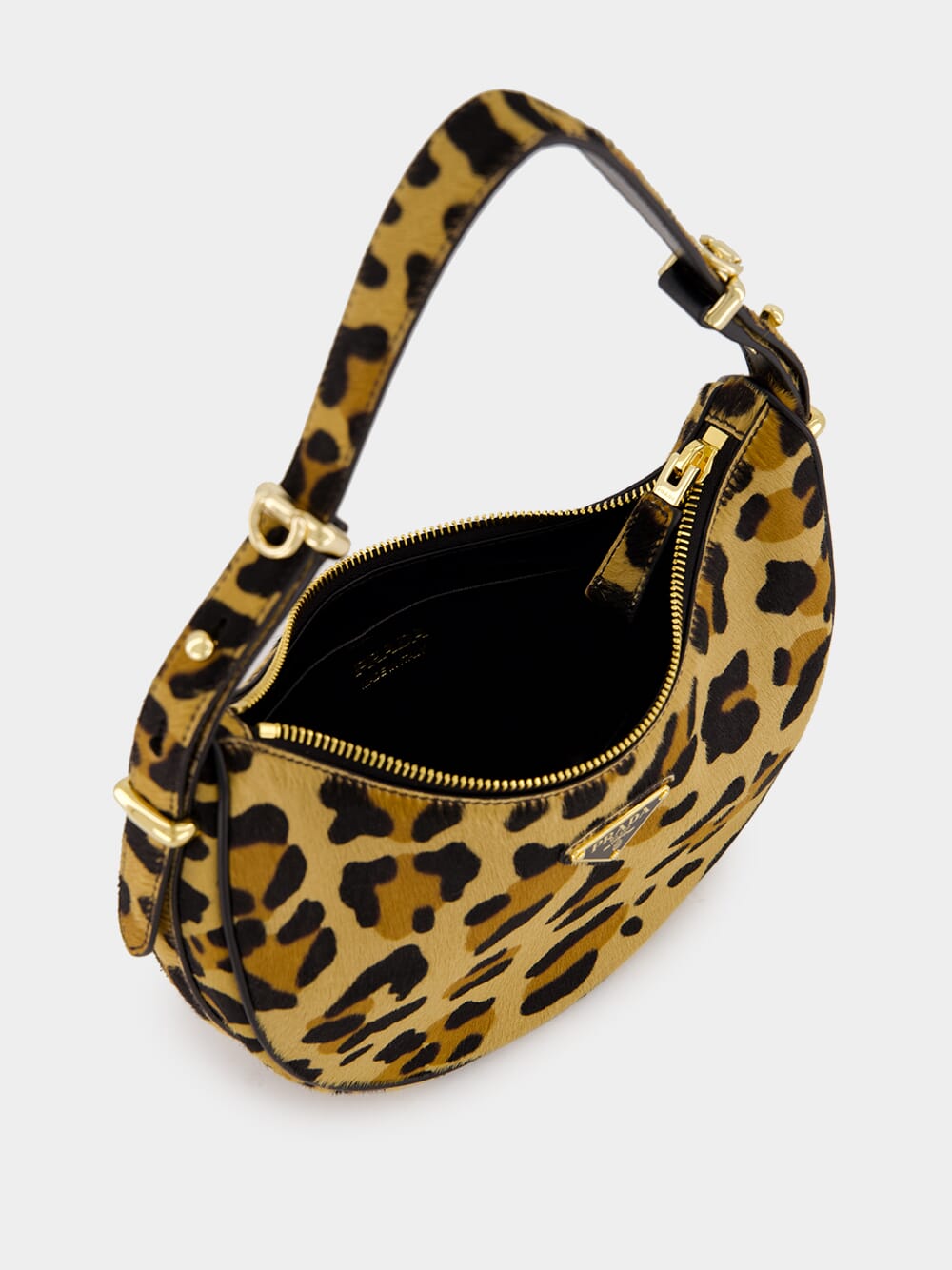 Leopard Print Arqué Leather Shoulder Bag