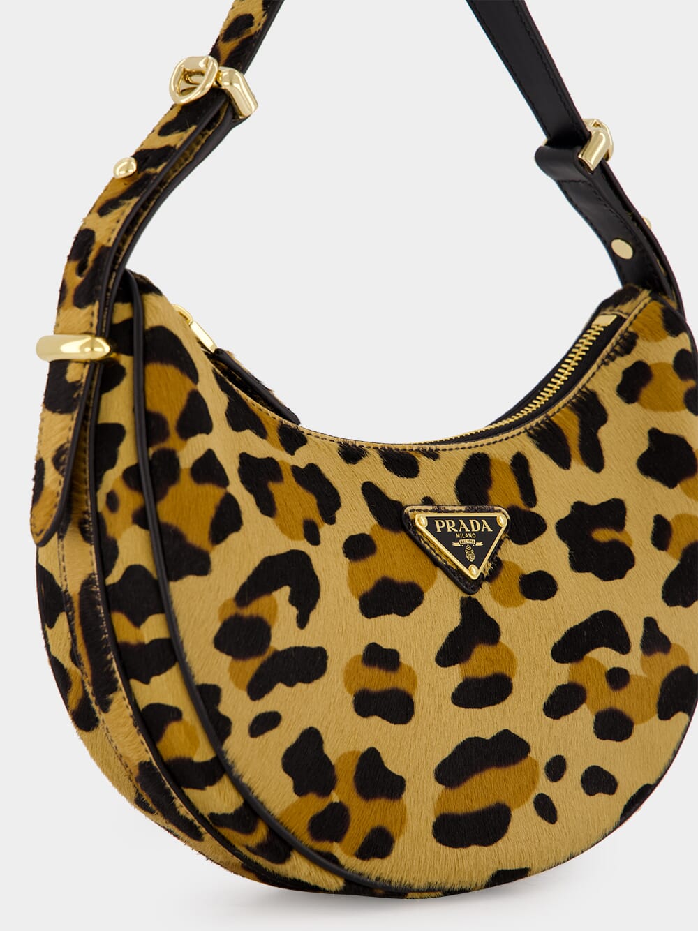 Leopard Print Arqué Leather Shoulder Bag