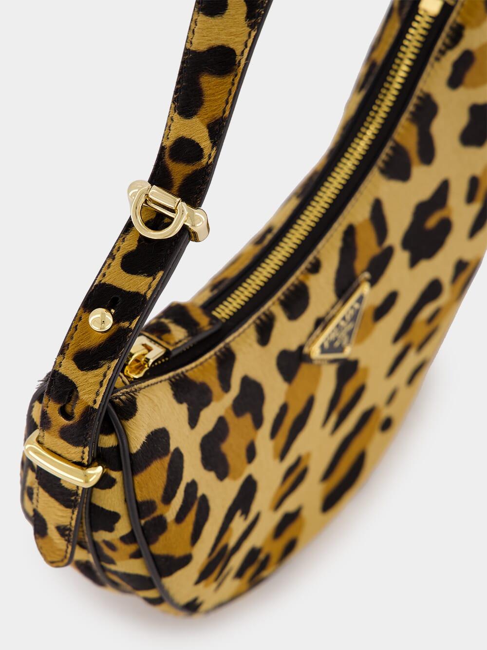 Leopard Print Arqué Leather Shoulder Bag