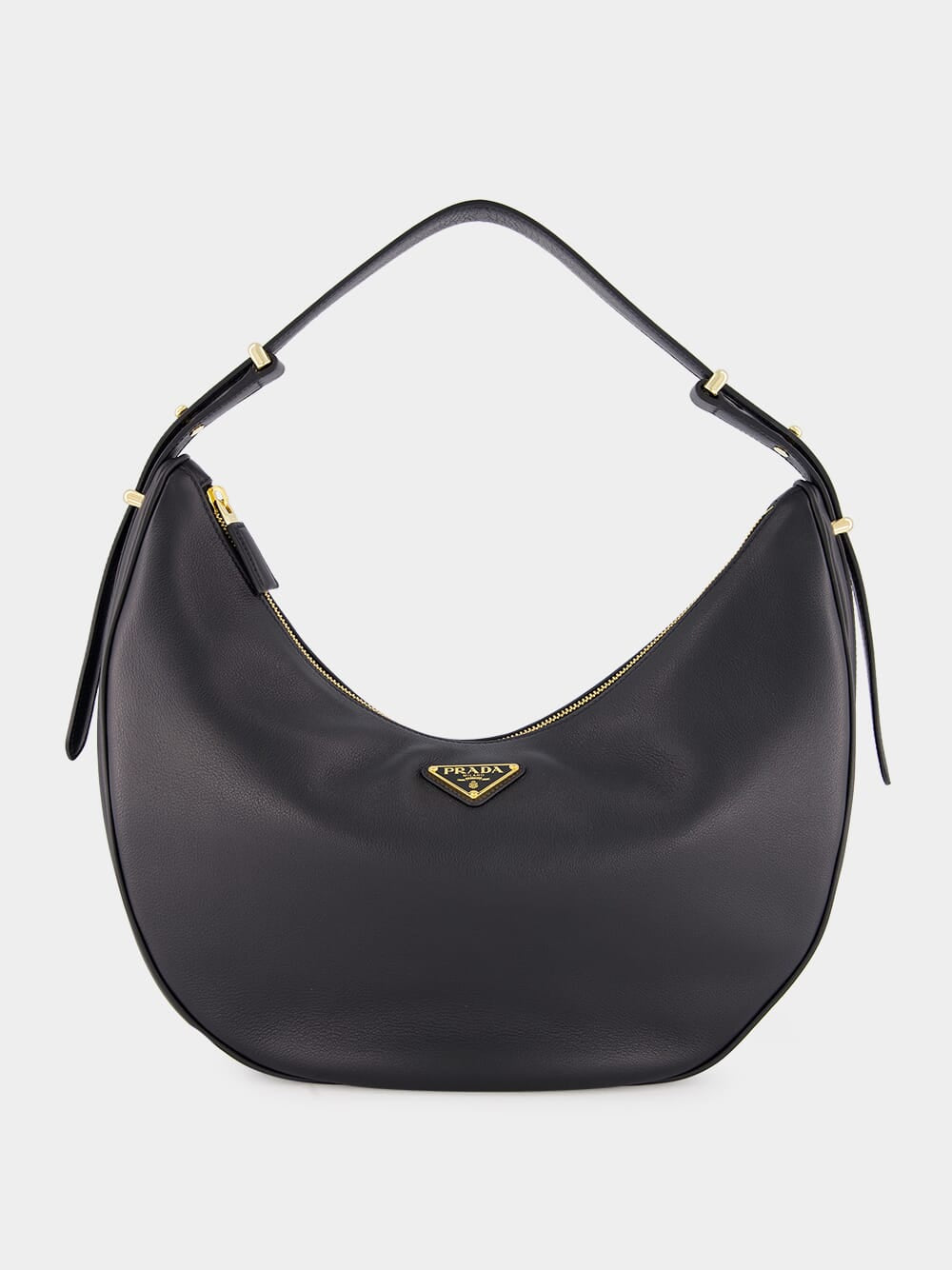 Bolso grande de piel arqué negro