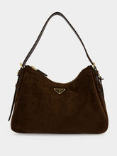 Prada Brown Suede Leather Shoulder Bag