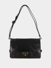 Prada Black Glossy Leather Shoulder Bag