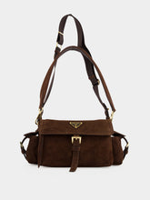 Prada Cocoa Brown Explore Medium Suede Bag
