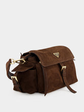 Prada Cocoa Brown Explore Medium Suede Bag