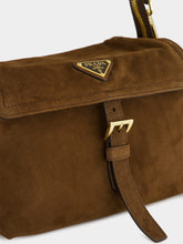 Prada Cocoa Brown Explore Medium Suede Shoulder Bag
