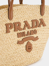 Prada Large Raffia and Leather Shopping Bag